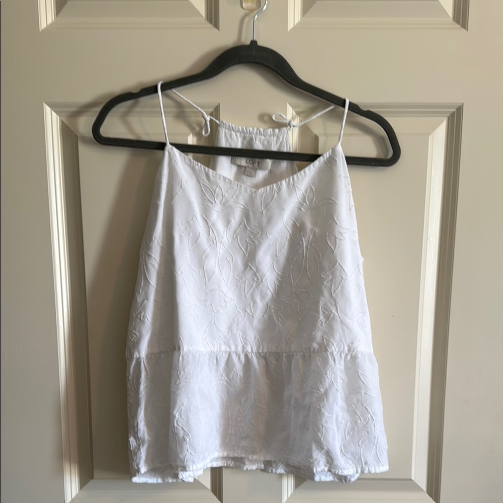 LOFT White Embroidered Camisole Tank Top